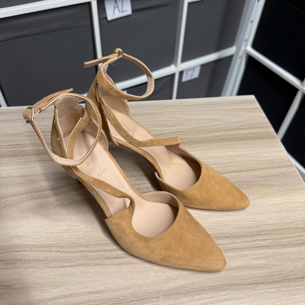 Naturalizer 27 Edit Abilyn Elegant Tan Strappy Suede Heels - Picture 3 of 8
